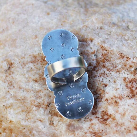 Etsy Artisan After Dark Designs Fawn Jasper Turquoise Sterling Silver Ring 6.5 - Picture 4 of 15